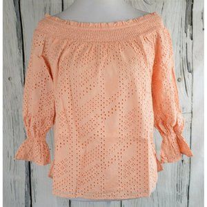 Eva Longoria Off-Shoulder Blouses Top Shirt Eyelet